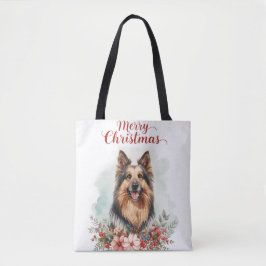Glad Jul Hund Festiv Julhandel Tygkasse