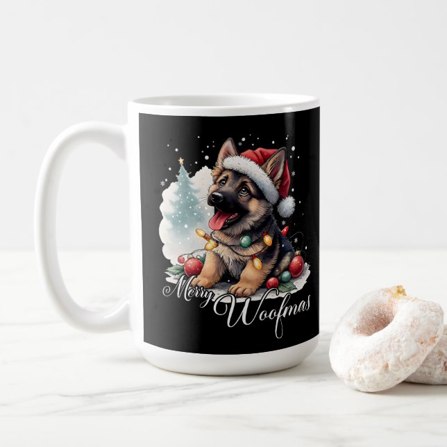 Glad Jul Hund Tysk Schäferhund Kaffemugg (Med munk)