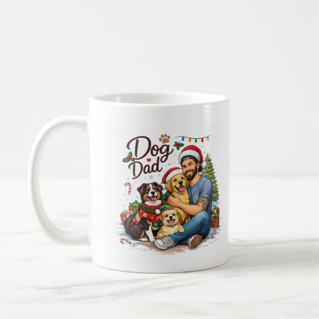 Glad jul hundpappa-mugg – Roligt julpresent f Kaffemugg (Vänster)