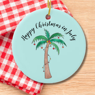 Glad jul i juli  julgransprydnad keramik