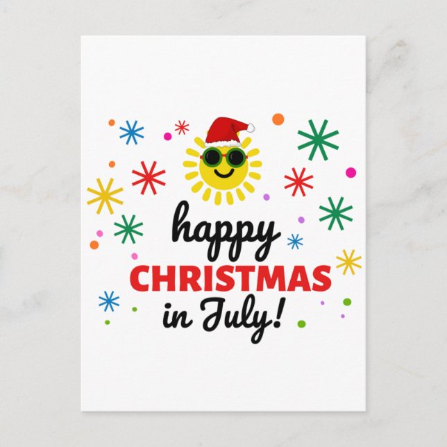 Glad jul i juli vykort (Framsida)