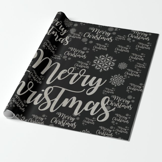 Glad jul Inpackningspapper Svart Presentpapper (Utrullad)