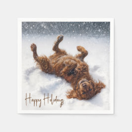 Glad jul irländsk setter snöängel pappersservett