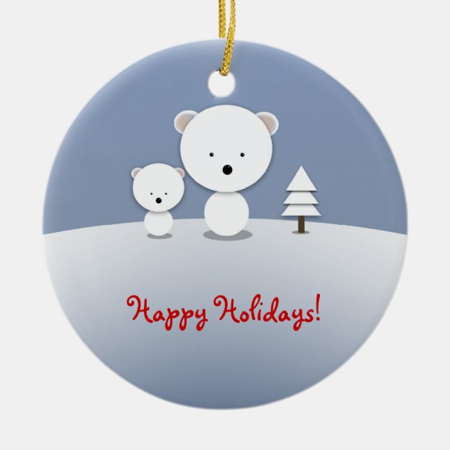 Glad Jul Isbjörn Ornament Kawaii (Framsidan)