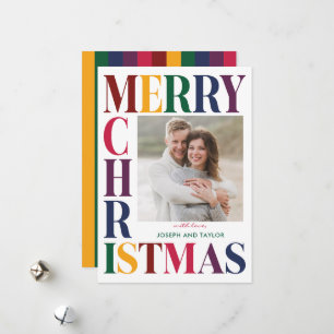 Glad jul Jewel Tone Typografi Fyrkantig Foto Julkort