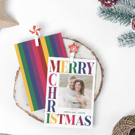 Glad jul Jewel Tone Typografi Fyrkantig Foto Julkort