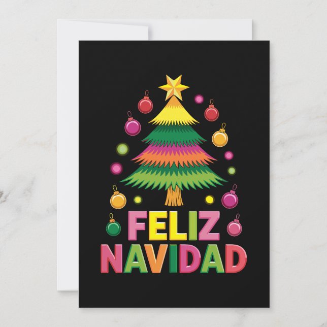 Glad jul julgran spanska högtider Xmas Inbjudningar (Framsida)