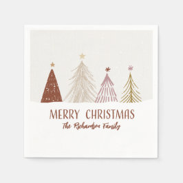 Glad Jul Julgranar Högtidsfirande Party Papper Pappersservett