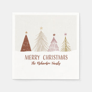 Glad Jul Julgranar Högtidsfirande Party Papper Pappersservett