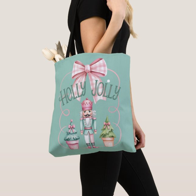Glad Jul Julknäckerska Kokett Preppy Tygkasse (Närbild)