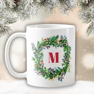 Glad jul Julkrans Monogram Initial Kaffemugg