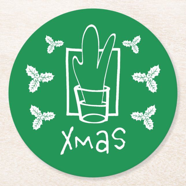 Glad Jul Julskål Underlägg Papper Rund (Framsidan)