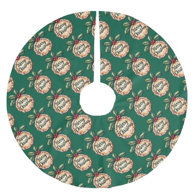 Glad jul-kaka med julbärsgröna julgransmatta borstad polyester (Framsidan)