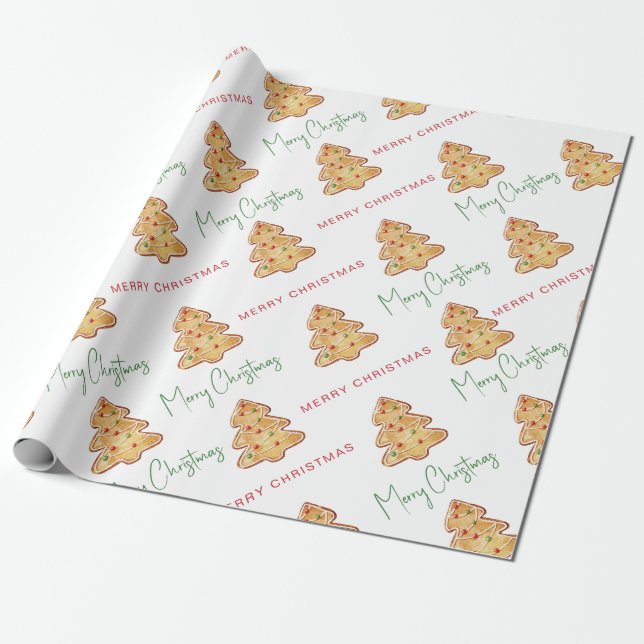Glad jul kaka mönster skript presentpapper (Utrullad)