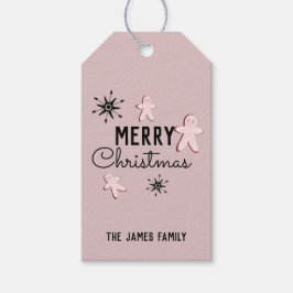 Glad jul kakor pepparkakor Rosa   Presentetikett