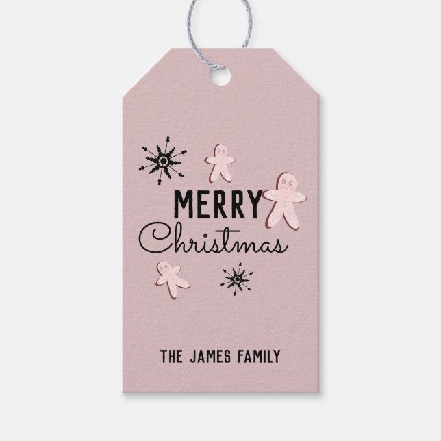 Glad jul kakor pepparkakor Rosa   Presentetikett (Framsidan)