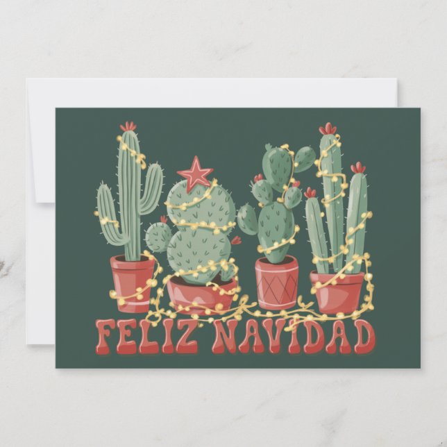 Glad jul kaktus älskare jul cowboy växt  julkort (Framsida)