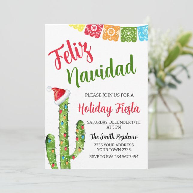 Glad jul Kaktus jul firande fiesta Inbjudningar (Stående Fram)