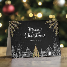 Glad jul kalligrafi högtidlig vikbar kort