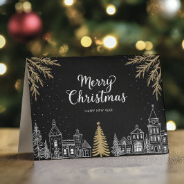 Glad jul kalligrafi högtidlig vikbar kort