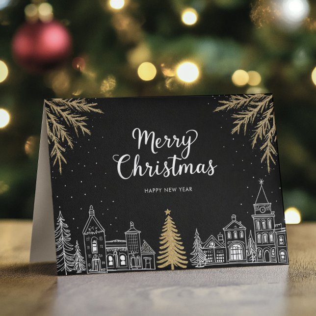 Glad jul kalligrafi högtidlig vikbar kort (Skapare uppladdad)