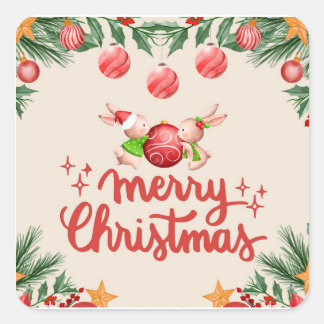 Glad Jul Kanin Festiv Klistermärke