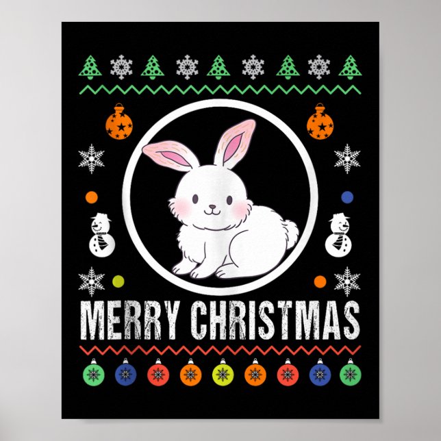 Glad jul kanin ful överdel stickad Xmas-tanktop Poster (Framsidan)