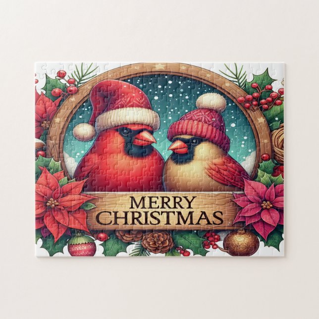 Glad jul Kardinaler Pussel (Horisontell)