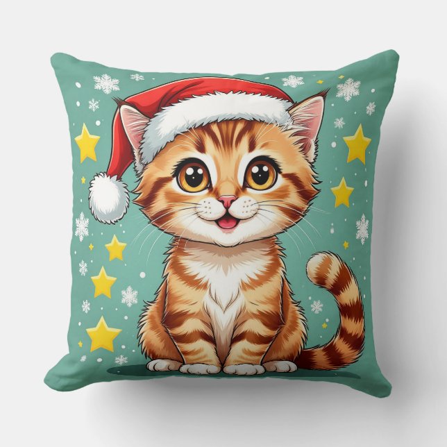 🎅 Glad Jul Katt Julscene 🐾 Kudde (Framsida)