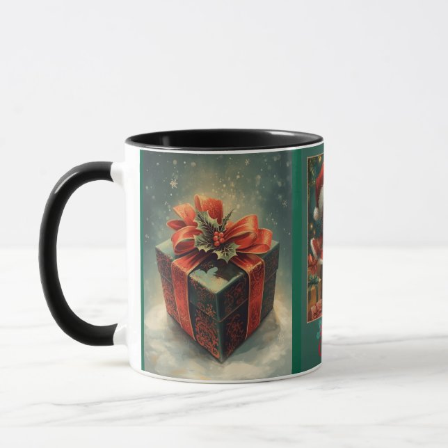 Glad jul Katt Röd och Grön Mugg (Vänster)