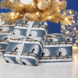 Glad Jul Katter På Ett Vinterstaket Presentpapper