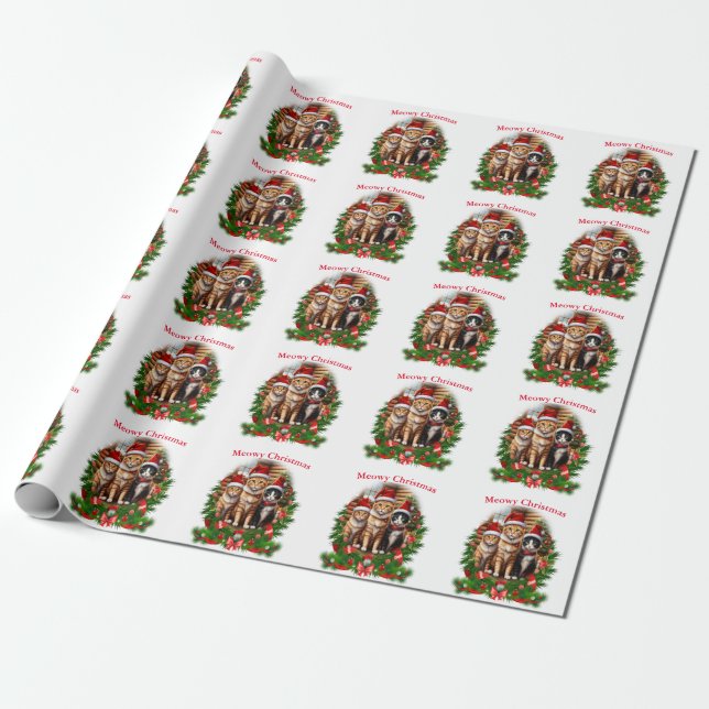 Glad jul Katter Presentpapper (Utrullad)