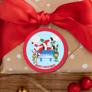 Glad jul kiropraktor jultomten & tomtebarn kund runt klistermärke