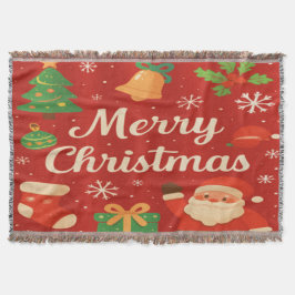Glad jul klassisk röd kastfilt filt