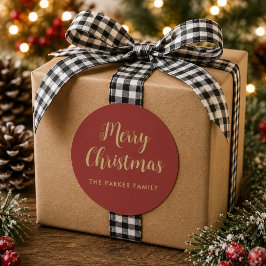 Glad jul-klistermärke | Falskt guld Casual skrift Runt Klistermärke