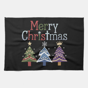 Glad Jul Kors Julgran Retro Kökshandduk