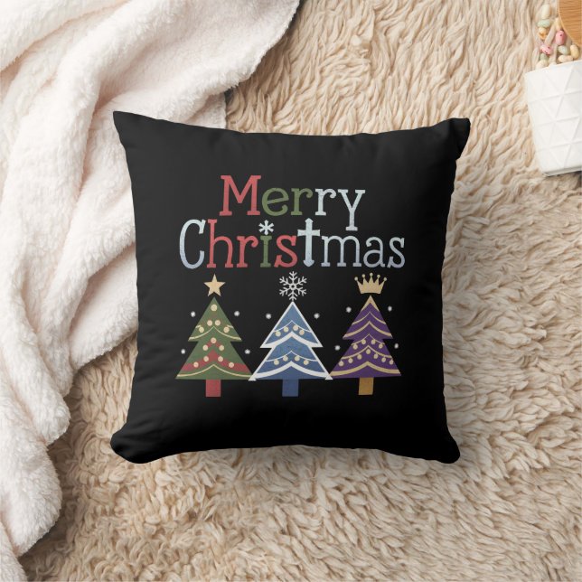 Glad Jul Kors Julgran Retro Kudde (Filt)