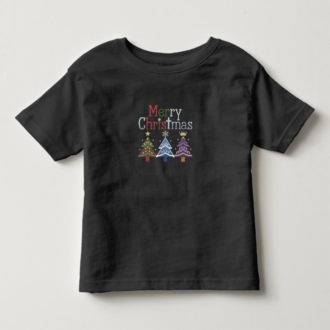 Glad Jul Kors Julgran Retro T Shirt (Framsida)