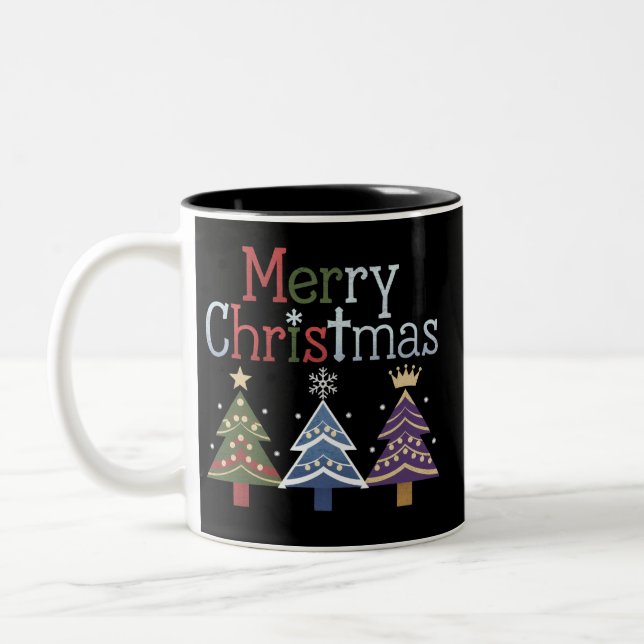 Glad Jul Kors Xmas Träd Retro Två-Tonad Mugg (Vänster)