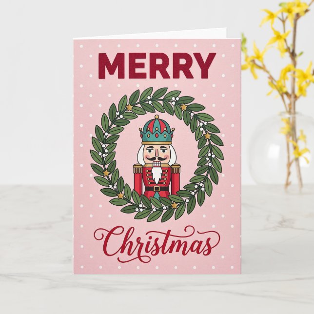 Glad jul-kort med nötknäpparsoldat  kort (Gul blomma)