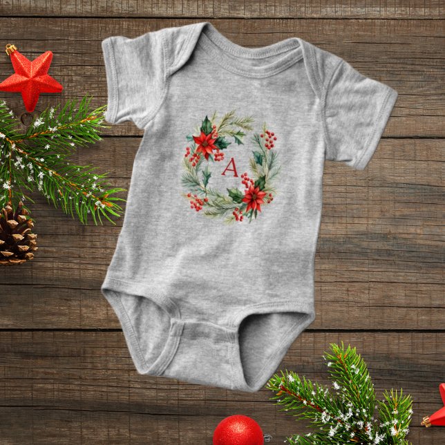 Glad jul krans baby body  t shirt (Skapare uppladdad)
