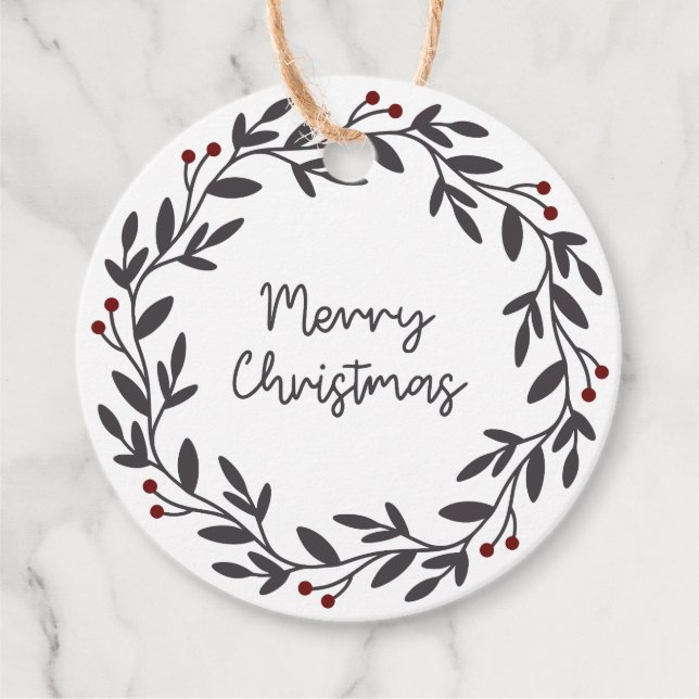 Glad jul Krans Cirkulär presentkort Gåvor Etiketter (Framsida)