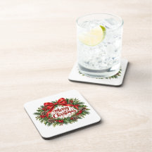 Glad jul Krans Coaster Set om 6