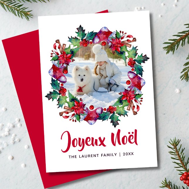 Glad jul Krans Foto Franska julkort (Skapare uppladdad)