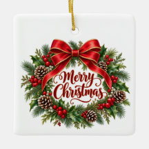 Glad jul Krans Fyrkantig Keramisk Juldekoration