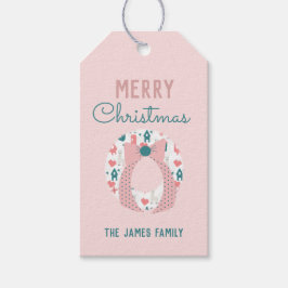 Glad jul Krans Lama Mönster Familj Presentetikett