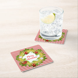 Glad jul Krans & Ränder Underlägg Papper Kvadrat