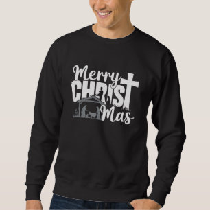 Glad Jul Kristi Jul Jesus Familj Lång Ärmad Tröja