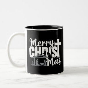 Glad Jul Kristi Jul Jesus Familj Två-Tonad Mugg