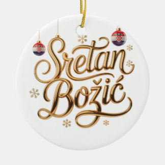 Glad jul | Kroatisk God Jul Guldskrift Julgransprydnad Keramik